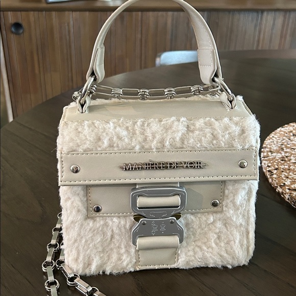 MANIERE DE VOIR Shearling & Leather Bag - Picture 13 of 15